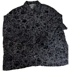 Vintage Velvet Burnout Floral Sheer Blouse Black Plus Size 2X 3X Boho Goth